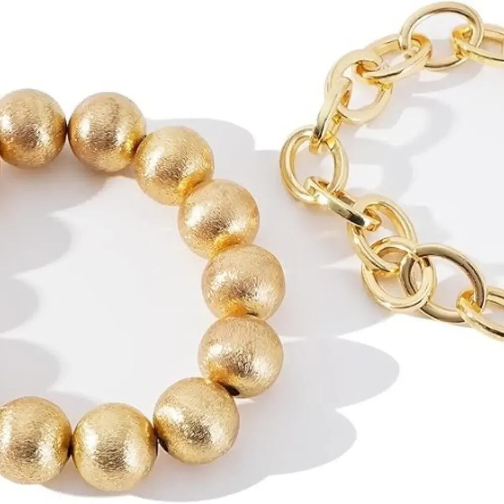 Gold Plated Beaded Acrylic Bamboo Tube Bangle Bracelets